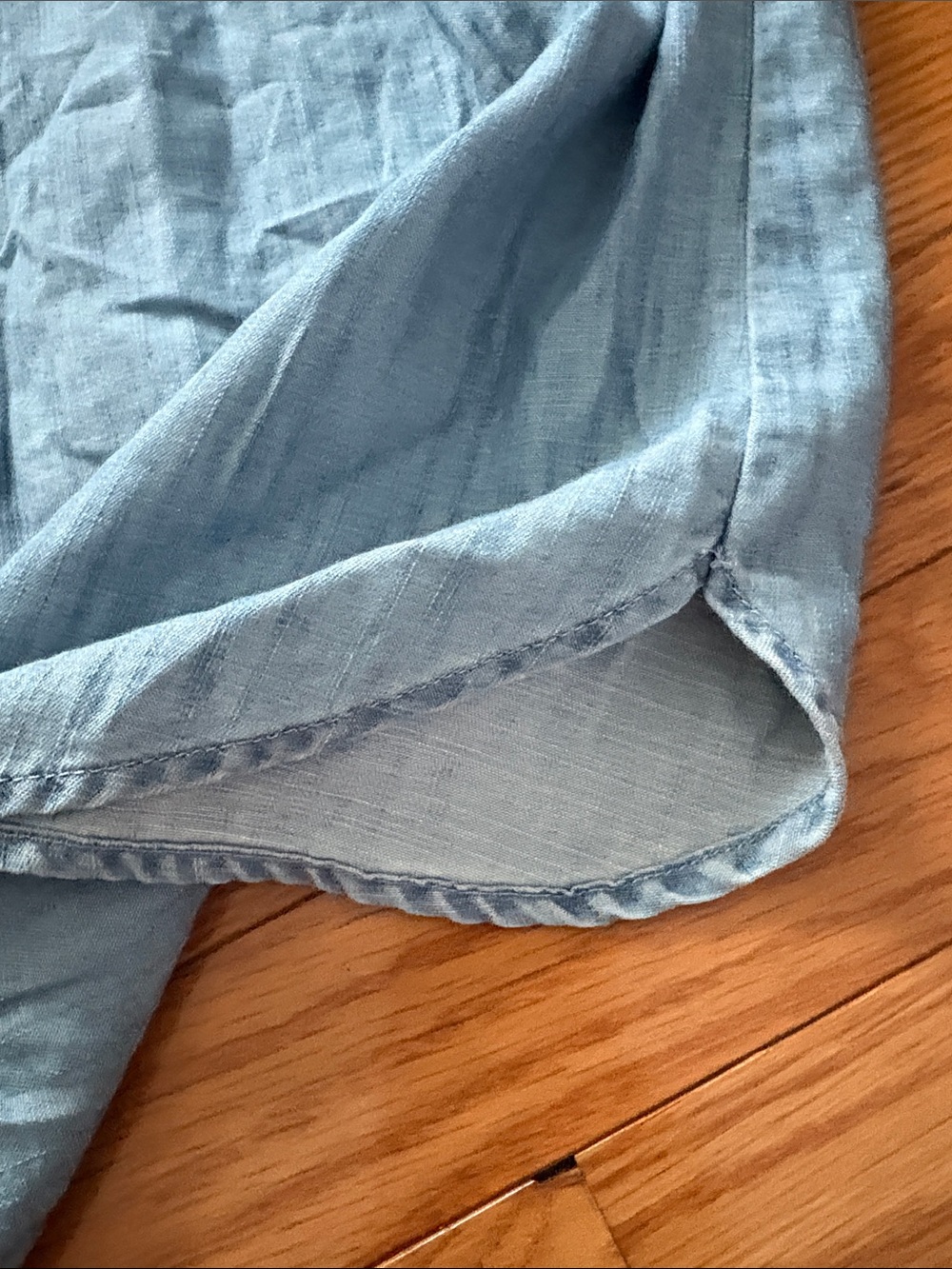 LOFT Light Blue Chambray Puff-Sleeve Blouse - Picture 5 of 9